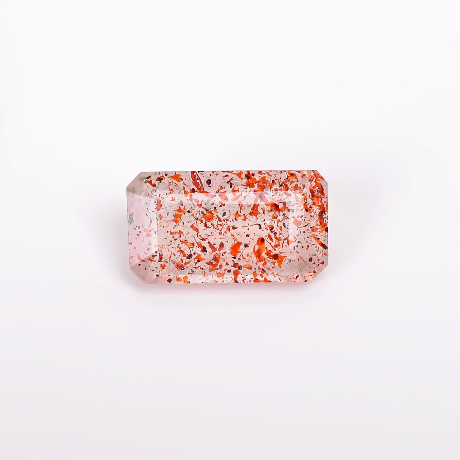 elestial hematite quartz radiant shape cut stone loose gemstone